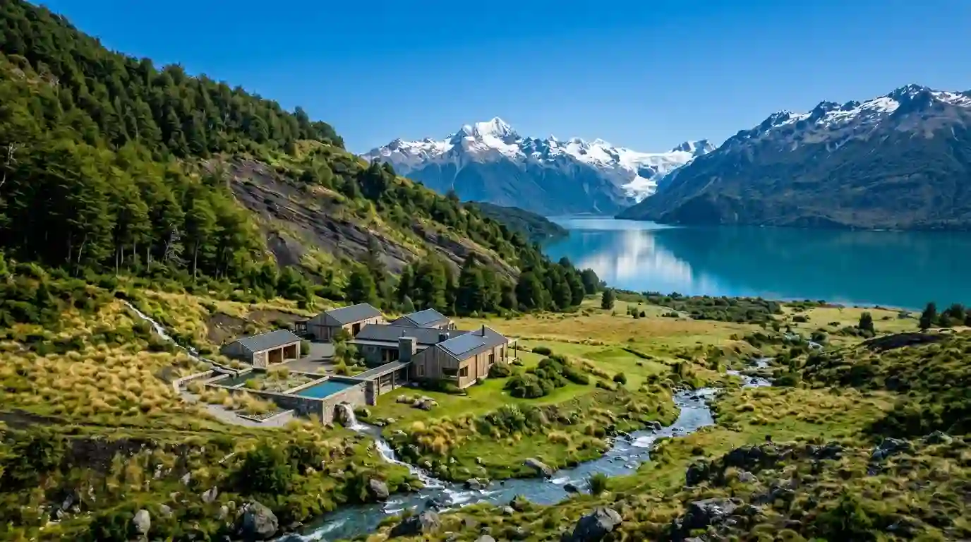 Pristine mountain stream and lake in Chilean Patagonia showing water rights security